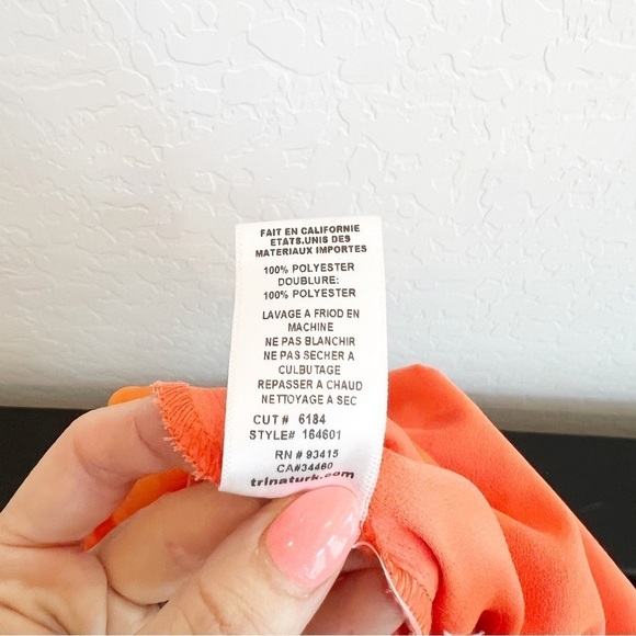 Trina Turk Women’s Crepe Jumpsuit Wide Leg Crop Orange Sleeveless V-Neck 0 - Picture 7 of 8